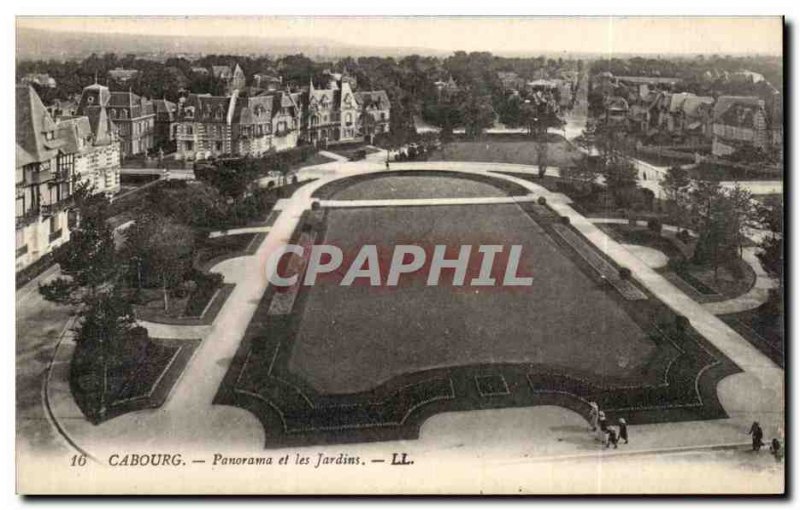 Old Postcard Panorama Cabourg and Gardens