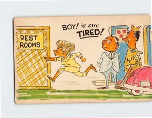 Postcard Boy! is She Tired! with Comic Art Print
