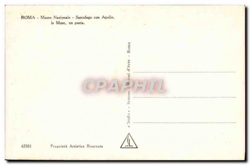 Old Postcard Roma Museo Nazionale Sarcofago Con apollo