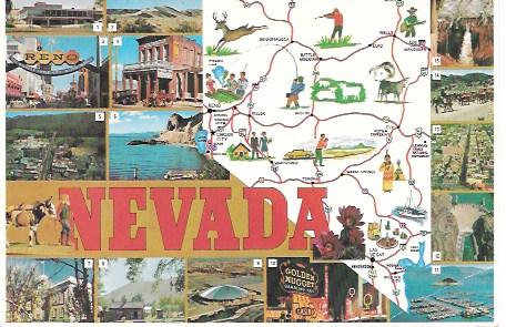 Greetings From Nevada.  Unused.  Busy card - fun.