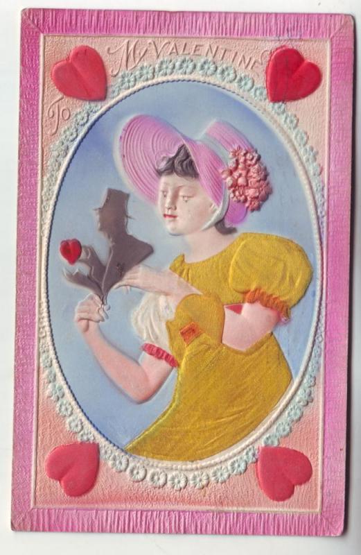 PC18 JLs postcard beautiful colors pinks yellow valentines