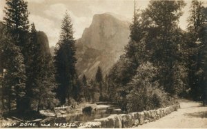 c1920's Half Dome and Merced River RPPC Photo Antique Yellowstone Postcard 