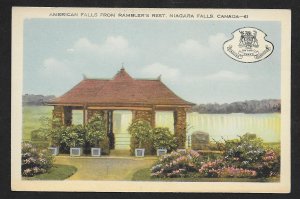 American Falls from Ramblers Rest Niagara Falls Canada Unused c1940s