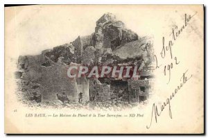 Old Postcard Les Baux Les Maisons du Planet and the Saracen Tower