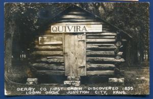 Quivira Geary County Cabin Logan Grove Junction City Kansas ks RPPC Postcard