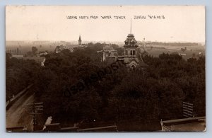 J90/ Juneau Wisconsin RPPC Postcard c1910 Court House Water Tower 200