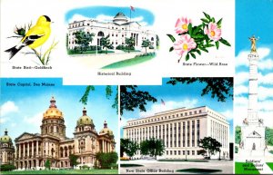 Iowa Des Moines Multi View Showing State Capitol Bird Flower and More