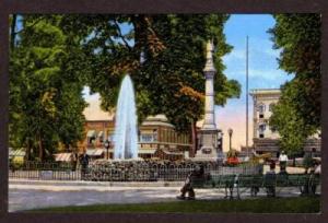 OH View Fountain Statue Ely Park ELYRIA OHIO Postcard