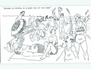 Pre-1980 Risque Comic BIKINI GIRL IS AT CENTER OF ATTENTION ON BEACH AB7067@