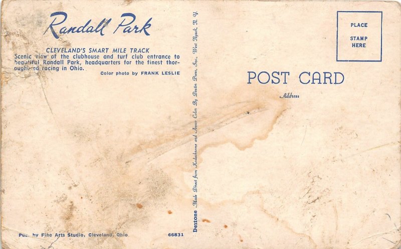 H3/ Cleveland Randall Park Ohio Postcard Chrome Horse Race Track Club 1