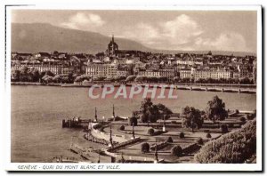 Old Postcard Geneve Quai Du Mont Blanc And City