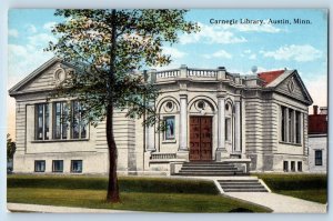Austin Minnesota Postcard Carnegie Library Exterior Building View c1910 Vintage