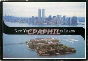 Modern Postcard New York Skyline and Ellis Island