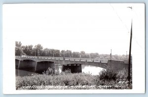 Byron Illinois IL Postcard RPPC Photo Crossing The Rock River Bridge c1950's