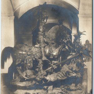 c1910s Stockholm, Sweden RPPC St. Goran Dragon Storkyrkan Sculpture Knight A347