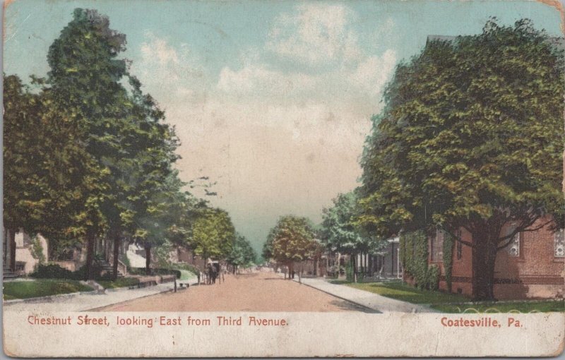 Postcard Chestnut Street Looking East from Third Ave Coatesville PA