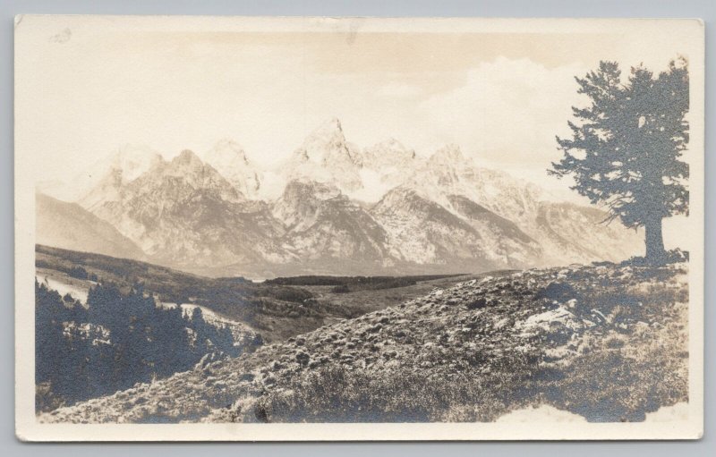 Real Photo Postcard~Grand Teton Nat'l Park Wyoming~Gros Ventre Country~RPPC