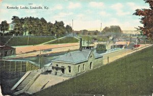 LOUISVILLE KY~PADDLE WHEEL PADDLE BOAT AT KENTUCKY LOCKS~1910 POSTCARD