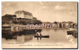 Old Postcard Sable Sur Sarthe Le Chateau Sarthe and management of waterfall