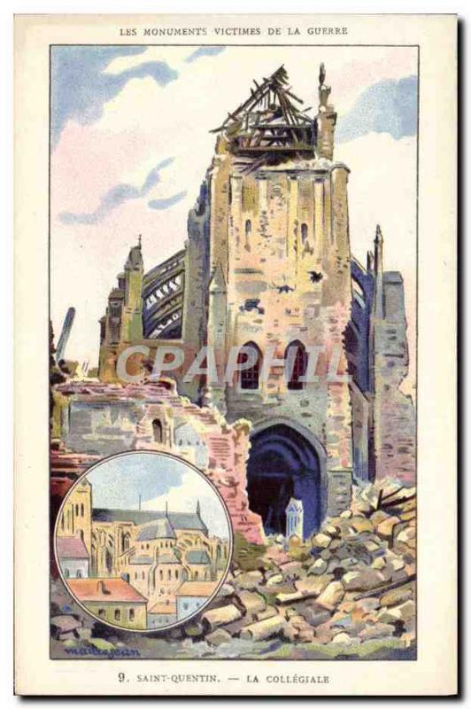 Old Postcard Militaria Saint Quentin La Collegiate