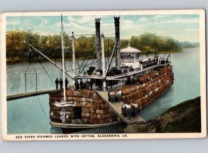 c1921 Red River Steamer Cotton Ship ALEXANDRIA Louisiana LA Postcard