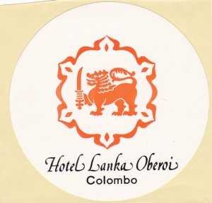 Sri Lanka Colombo Hotel Lanka Oberoi Vintage Luggage Label sk2272