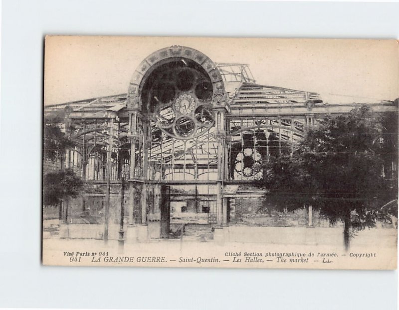 Postcard The market, La Grande Guerre, Saint Quentin, France