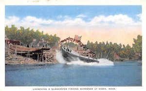 Launching a Gloucester Fishing Schooner in Essex, Massachusetts