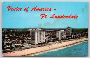 State View~Ft Lauderdale Florida~Venice Of America~Beach Scene~PM 1972~Postcard