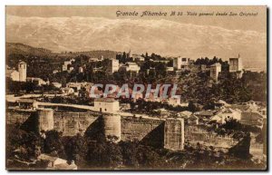 Postcard Old Granada Alhambra Vista general desde San Cristobal