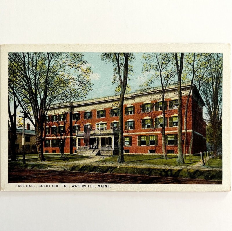 Colby College Foss Hall Postcard Waterville Maine University c1900-1920s DWS5B