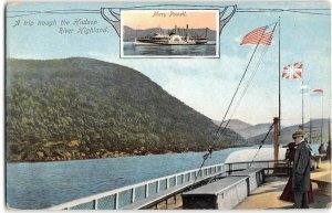 New York Steamship MARY POWELL Hudson River Highland 1910s Antique Postcard