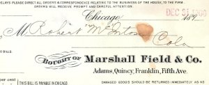 1900 CHICAGO ILLINOIS MARSHALL FIELD & CO INVOICE 40-128