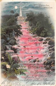 BR95616 litho gruss aus berlind waterfall victoria park beleuchtung germany