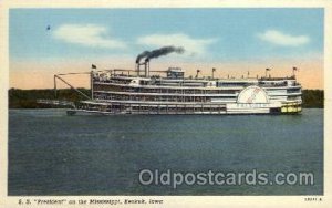 S.S. President on the Mississippi, Keokuk, Iowa, USA Steamer Ship Unused 