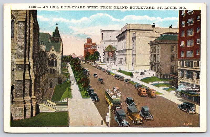 Lindell Boulevard West From Grand Boulevard St. Louis Missouri Roadway Postcard