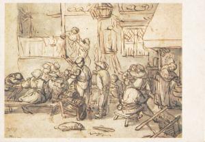 Tavern Scene by Cornelis Dusart art postcard