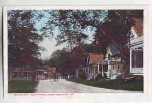 P882 old card broadway, northport camp grounds street scene horse & wagon maine