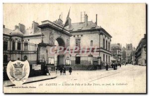 Old Postcard Nanates The Hotel de Ville and La Rue Thiers in Fond La Cathedrale