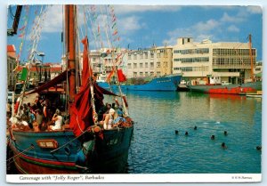 BARBADOS ~ Careenage JOLLY ROGER Sightseeing Pirate Ship 1971 ~ 4x6 Postcard