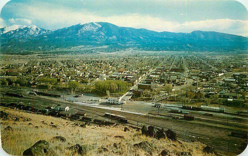 Autos Railroad 1950s Panorama Salida Colorado Postcard Dexter Sanborn 4160 