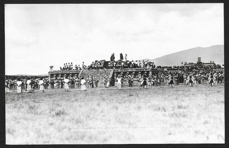 Ceremony Re-enactment at Teotihuacan MEXICO RPPC Unused c1940s