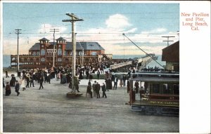 Long Beach California CA Pavilion and Pier Trolley Streetcar c1910 Postcard