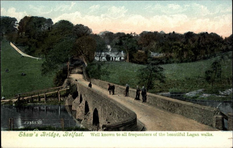 Belfast Ireland Shaw's Bridge c1910 Lagan Walk c1910 Vintage Postcard