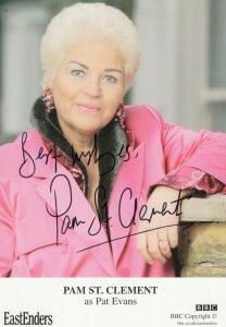 Pam St Clement Evans Butcher Eastenders Hand Signed Cast Card