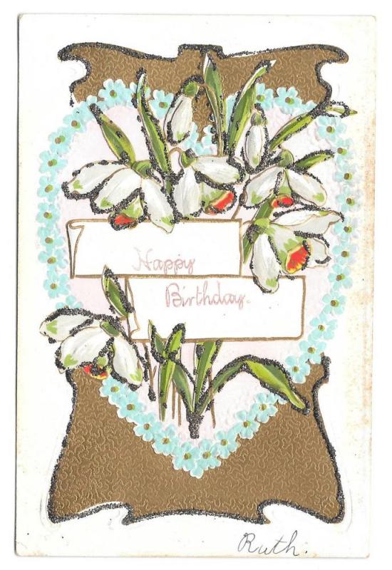 Best Wishes Happy Birthday Violets Narcissus 2 Postcards