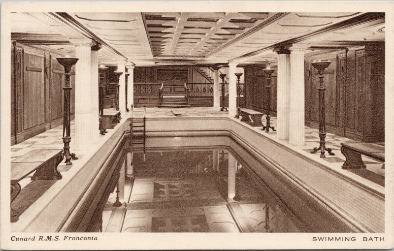 RMS 'Franconia' Cunard Line Ship Swimming Bath Pool Unused Postcard G70 