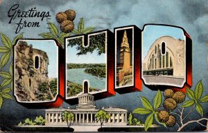 Ohio Greetings From Ohio Large Letter Linen 1944