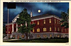 Postcard COURT HOUSE SCENE Greenville South Carolina SC AN0176