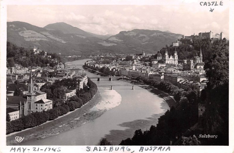 Birds Eye View Salzburg Austria Writing on back 